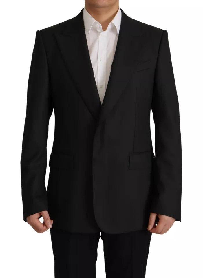 Veste blazer simple boutonnage en polyester noir Dolce & Gabbana