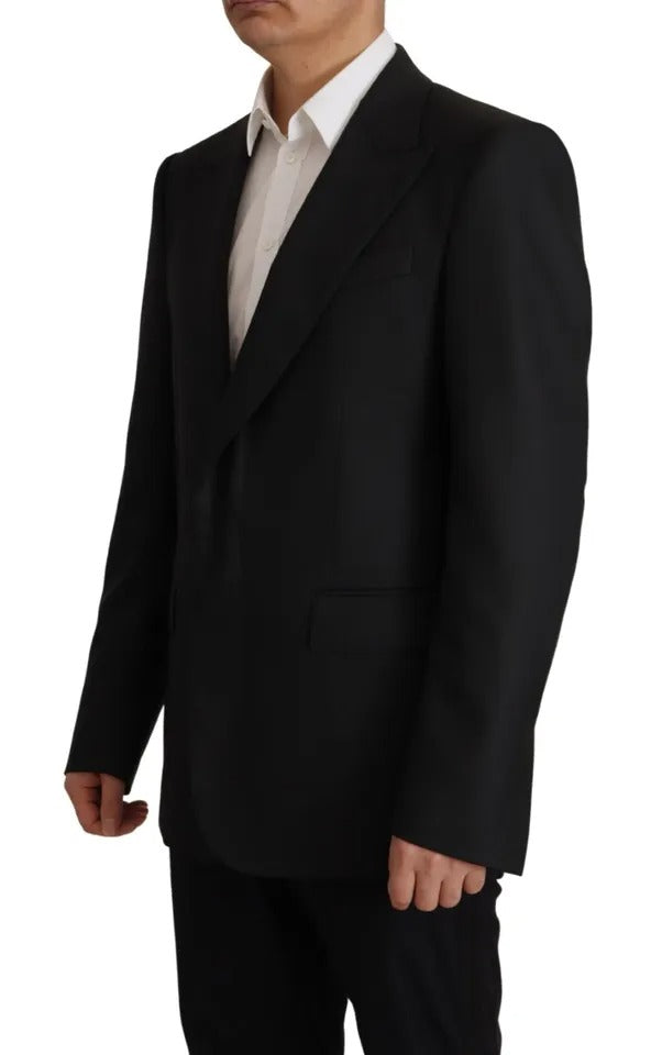 Veste blazer simple boutonnage en polyester noir Dolce & Gabbana