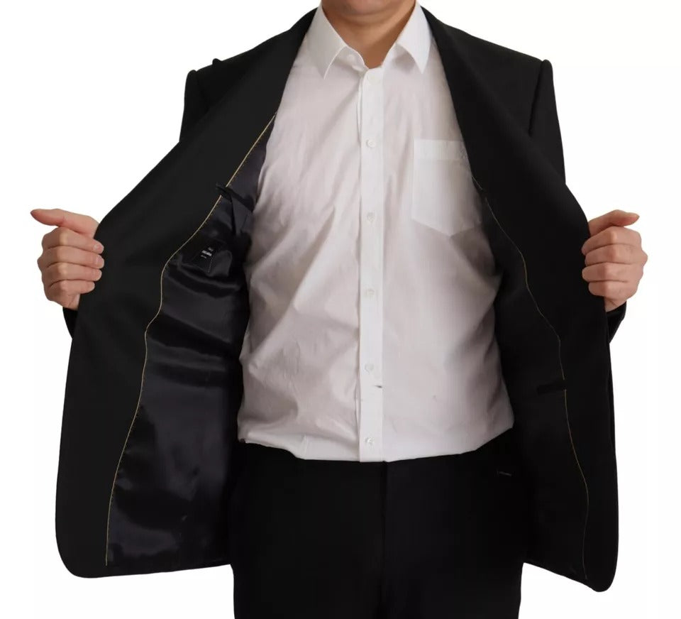 Veste blazer simple boutonnage en polyester noir Dolce & Gabbana