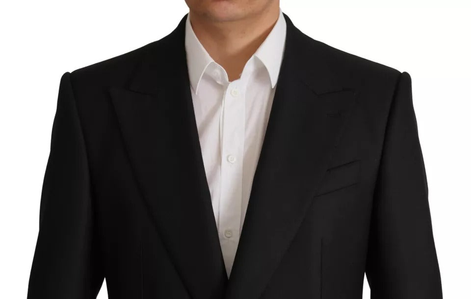 Veste blazer simple boutonnage en polyester noir Dolce & Gabbana
