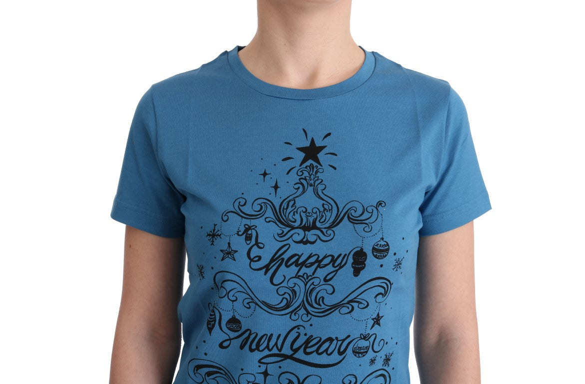 T-shirt Dolce & Gabbana Chic en coton bleu avec imprimé 2017