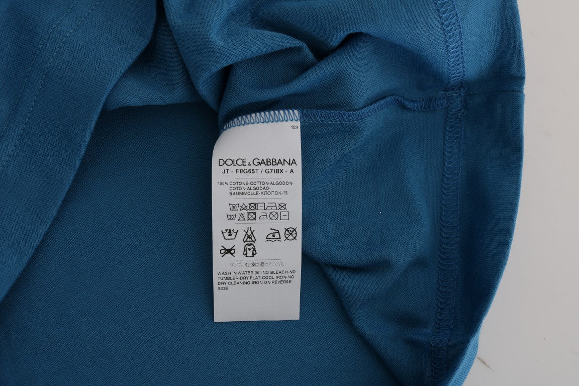 T-shirt Dolce & Gabbana Chic en coton bleu avec imprimé 2017