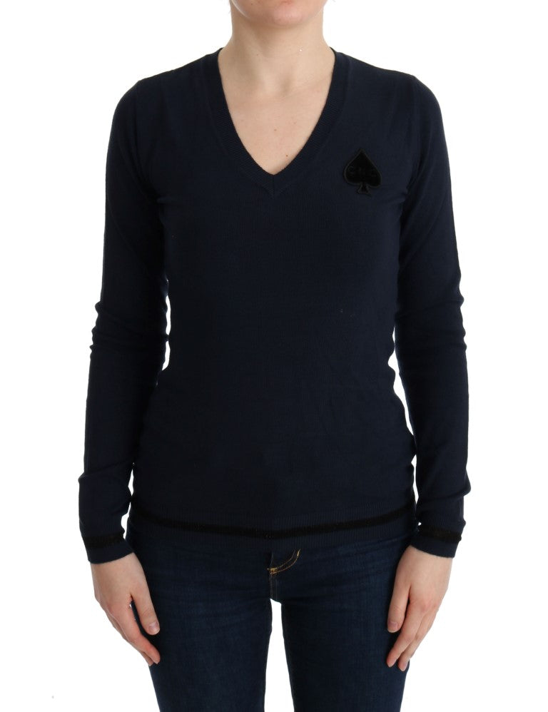 Costume National Élégant Pull Bleu Col V