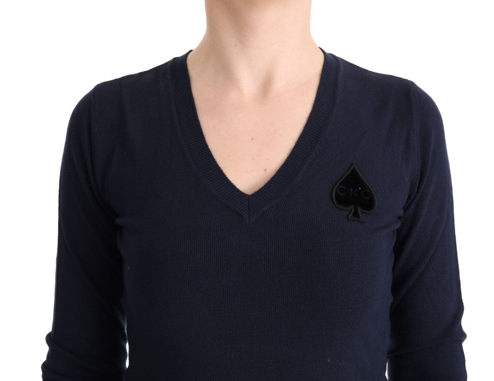 Costume National Élégant Pull Bleu Col V