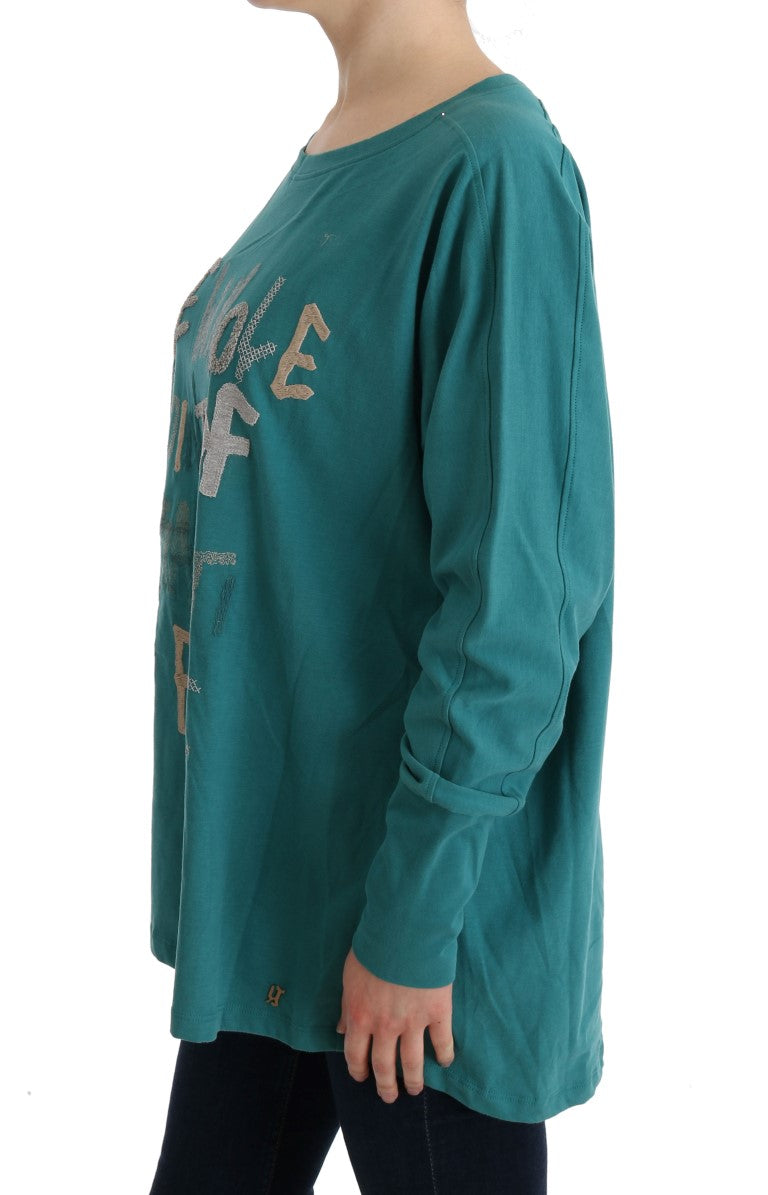 Pull élégant à col rond en coton vert John Galliano
