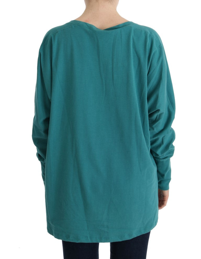 Pull élégant à col rond en coton vert John Galliano