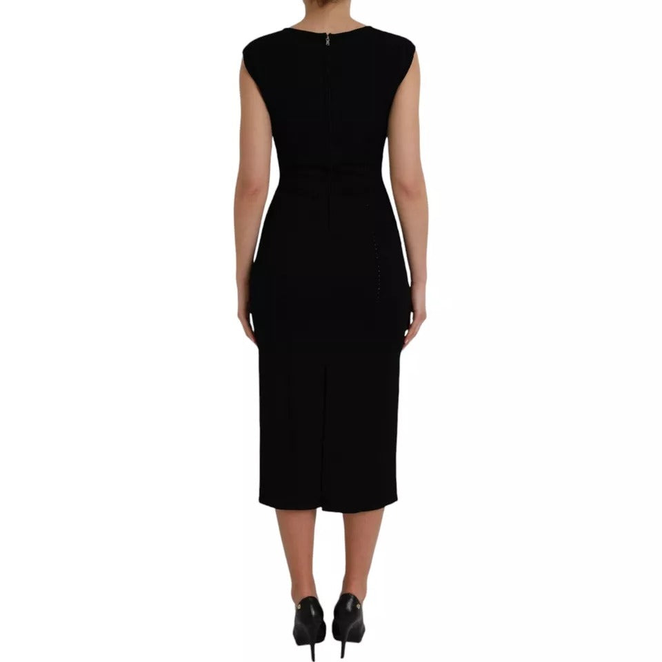 Dolce & Gabbana Black Viscose Sleeveless Bodycon Midi Dress by Dolce & Gabbana