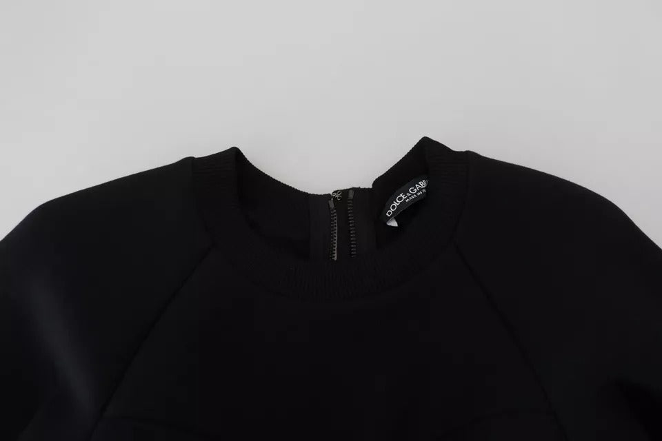 Dolce & Gabbana Cotton Black Long Sleeves A-line Mini Dress by Dolce & Gabbana