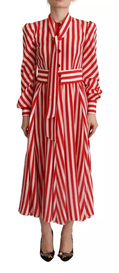 Dolce & Gabbana White Red Silk A-Line Shift Gown Maxi Dress by Dolce & Gabbana
