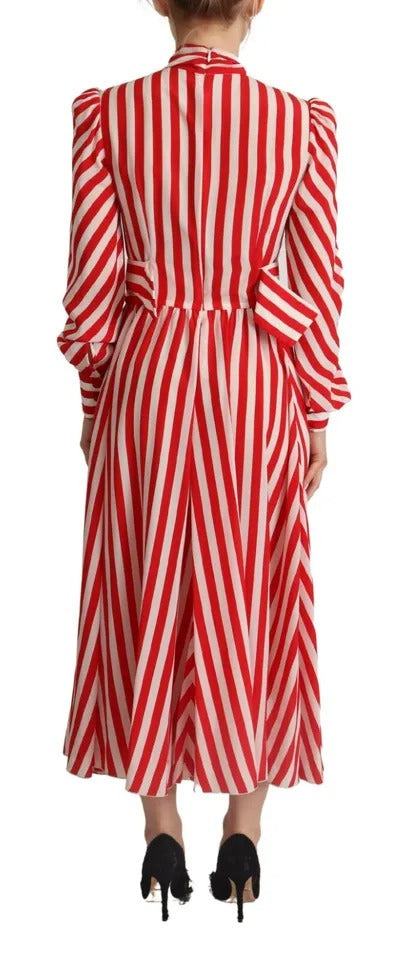 Dolce & Gabbana White Red Silk A-Line Shift Gown Maxi Dress by Dolce & Gabbana