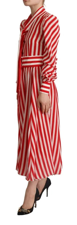 Dolce & Gabbana White Red Silk A-Line Shift Gown Maxi Dress by Dolce & Gabbana