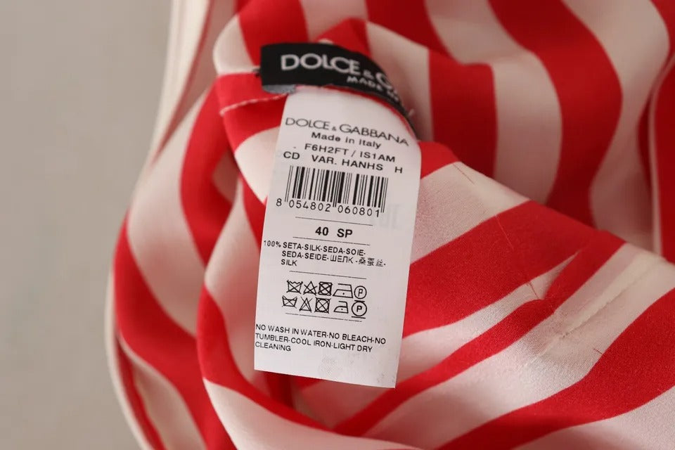 Dolce & Gabbana White Red Silk A-Line Shift Gown Maxi Dress by Dolce & Gabbana