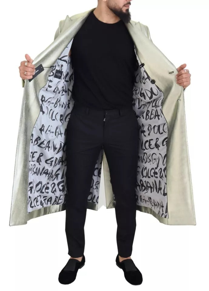 Veste longue croisée en viscose dorée Dolce & Gabbana