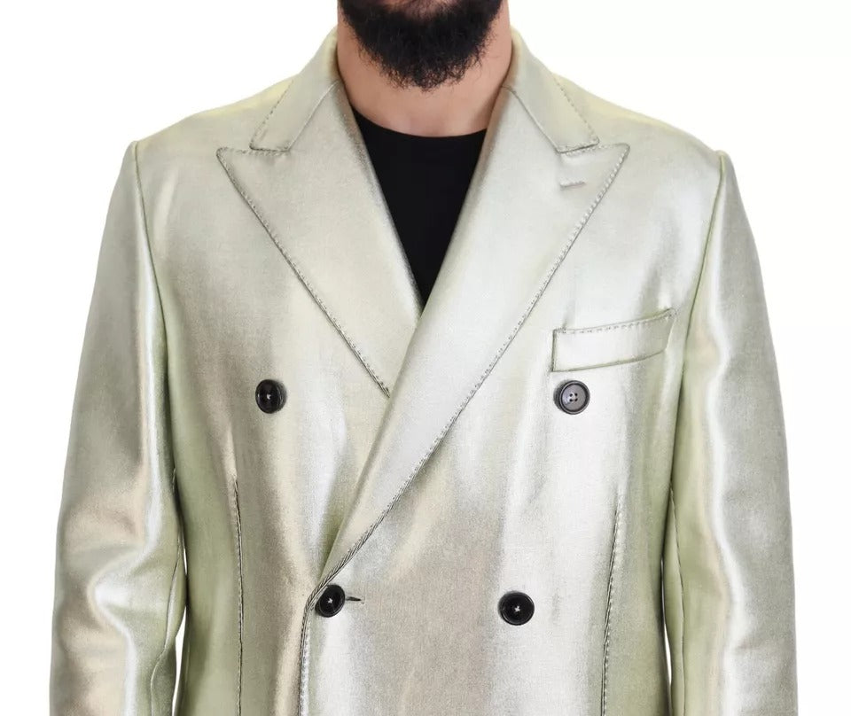 Veste longue croisée en viscose dorée Dolce & Gabbana