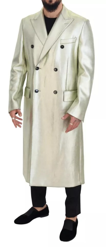 Veste longue croisée en viscose dorée Dolce & Gabbana