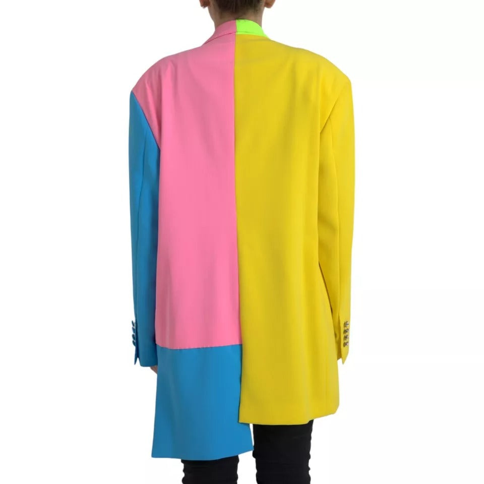 Dolce & Gabbana Manteau à revers en pointe patchwork multicolore