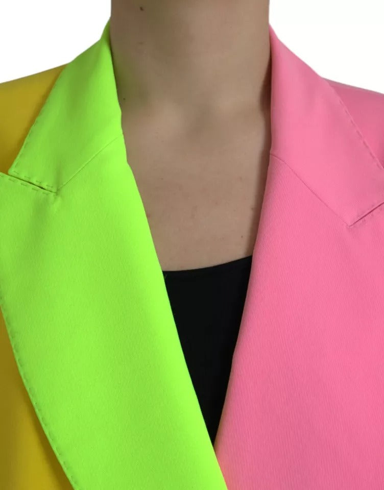 Dolce & Gabbana Manteau à revers en pointe patchwork multicolore