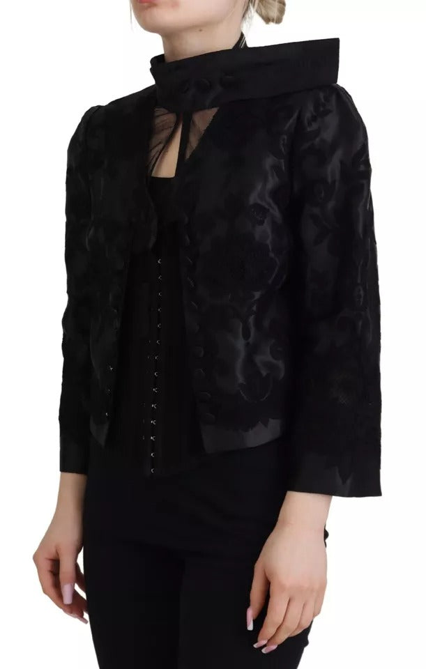 Dolce & Gabbana Veste corset transparente en dentelle noire et organza et soie