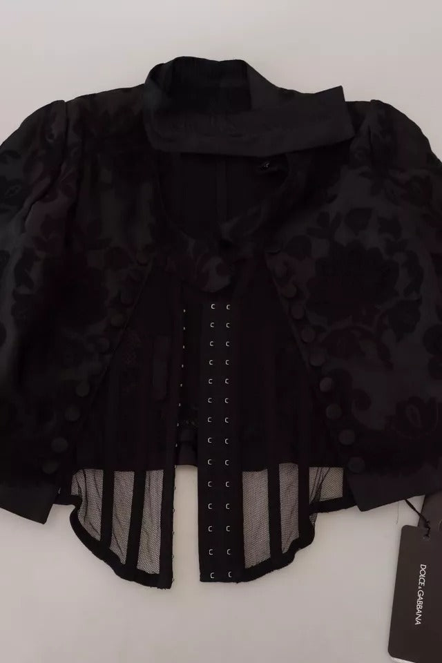 Dolce & Gabbana Veste corset transparente en dentelle noire et organza et soie