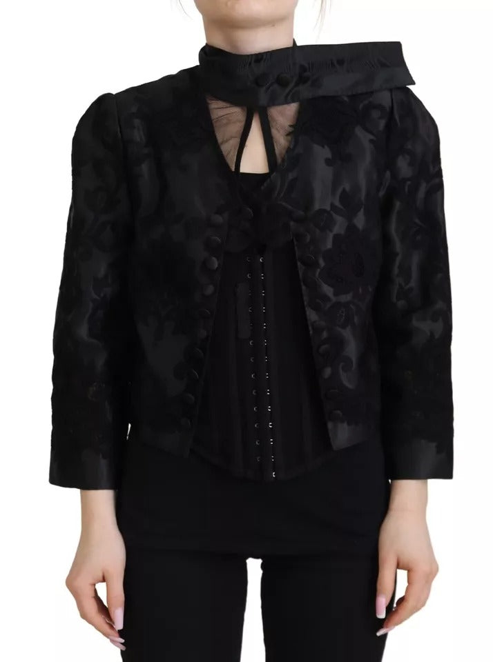 Dolce & Gabbana Veste corset transparente en dentelle noire et organza et soie