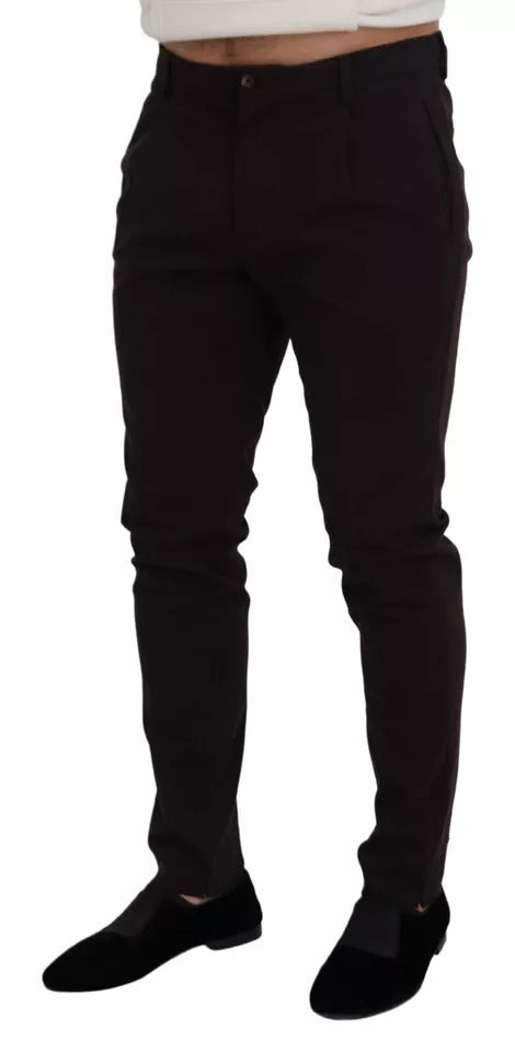 Dolce & Gabbana Brown Skinny Men Cotton Stretch Pants by Dolce & Gabbana