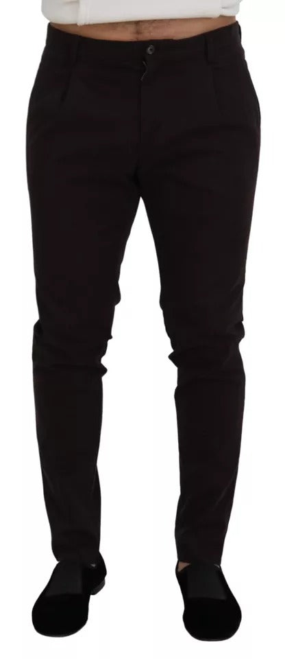 Dolce & Gabbana Brown Skinny Men Cotton Stretch Pants by Dolce & Gabbana