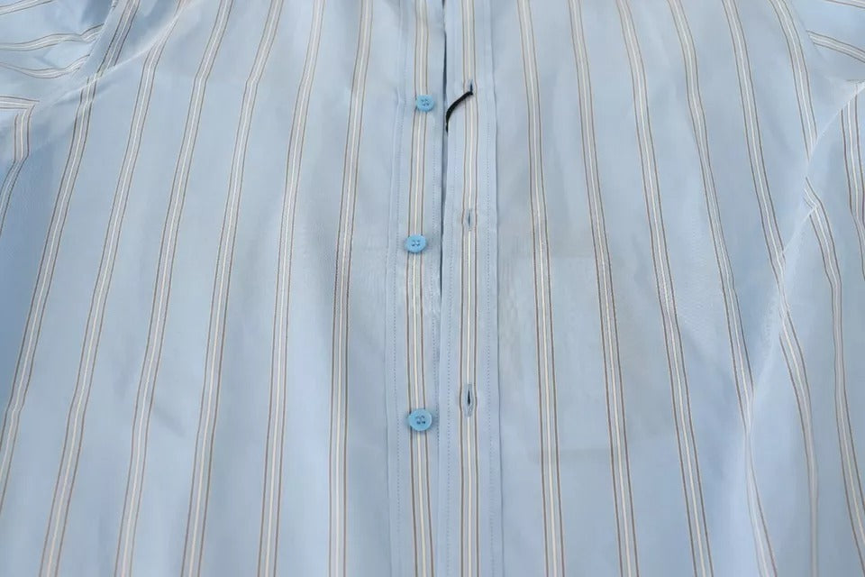 Dolce & Gabbana Blue Striped Silk Formal Dress MARTINI Shirt by Dolce & Gabbana