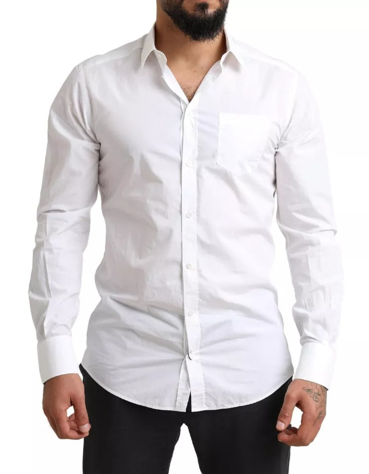 Dolce & Gabbana White GOLD Formal Cotton Tuxedo Dress Shirt by Dolce & Gabbana