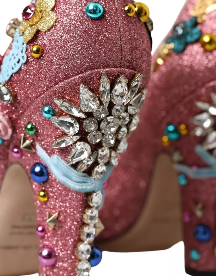 Escarpins Mary Jane en fourrure rose Dolce & Gabbana