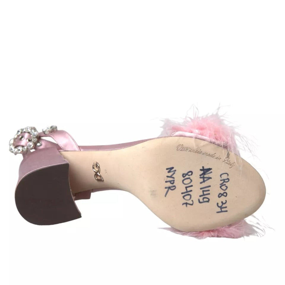 Sandales Dolce & Gabbana à plumes de dinde roses