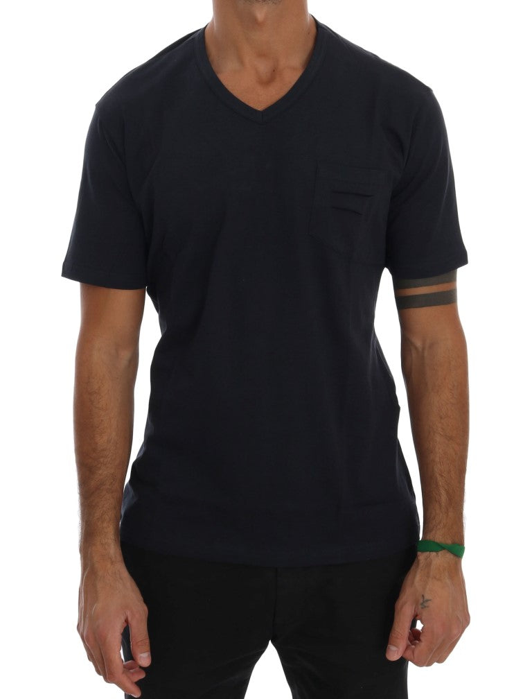 Daniele Alessandrini T-shirt chic en coton bleu à col en V