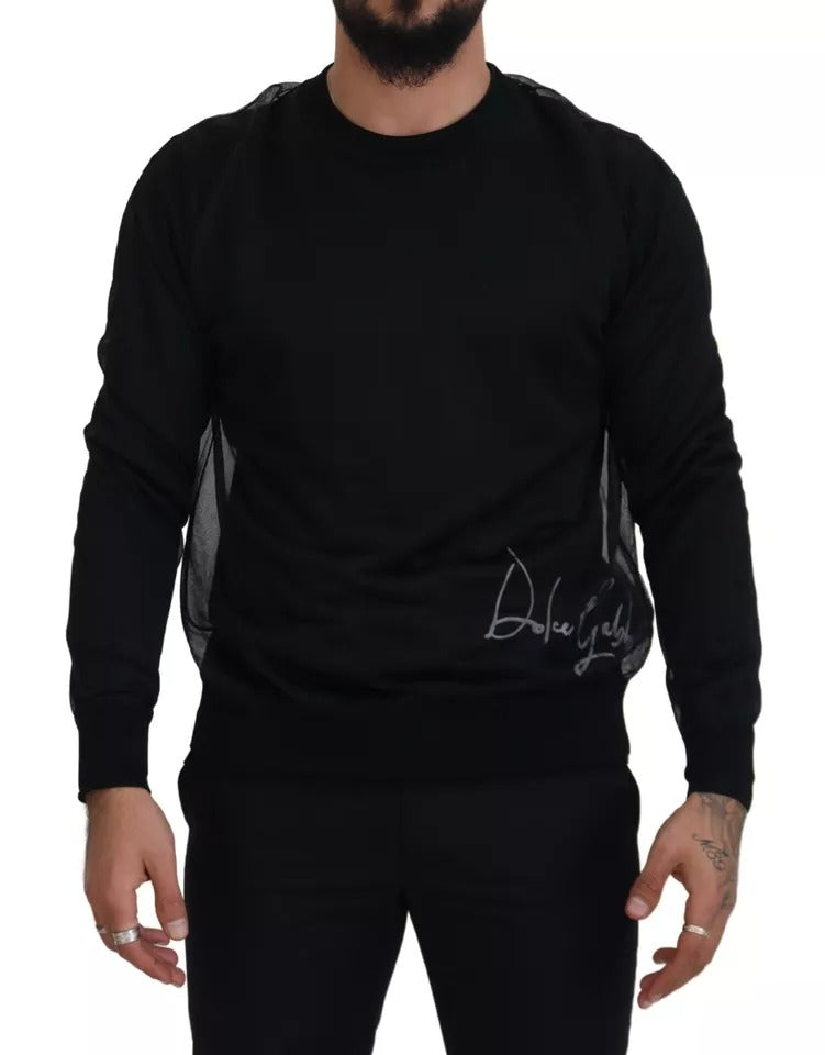 Dolce & Gabbana Black Polyester Crewneck Men Pullover Sweater - from Dolce & Gabbana