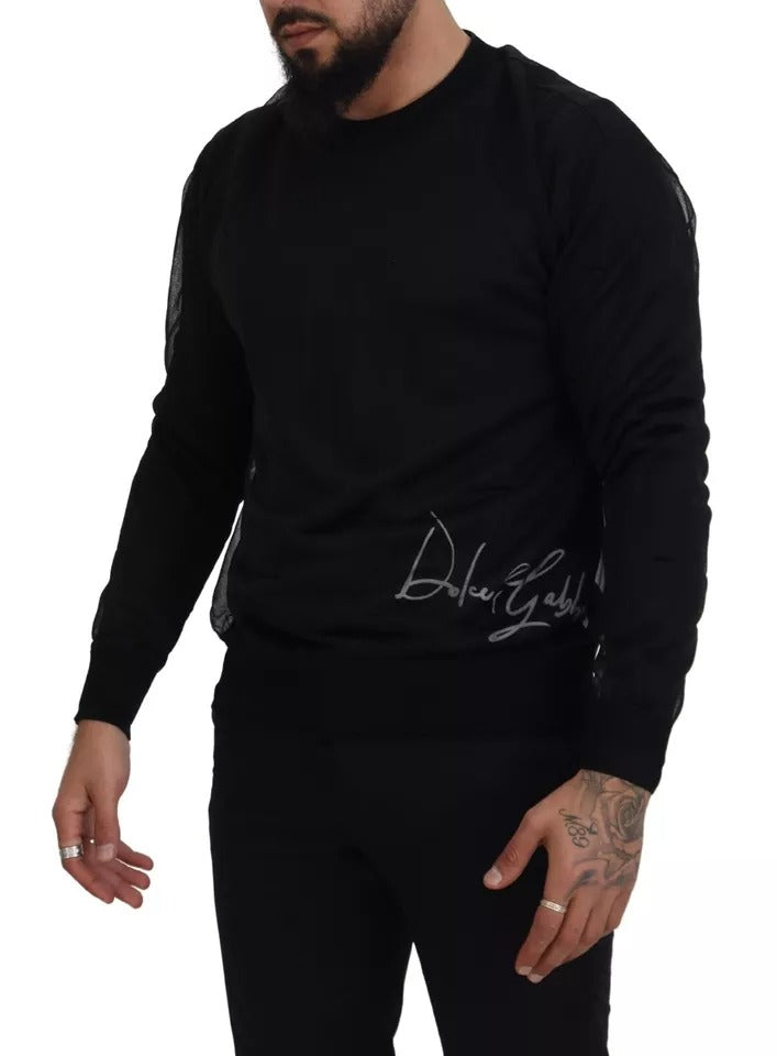 Dolce & Gabbana Black Polyester Crewneck Men Pullover Sweater - from Dolce & Gabbana