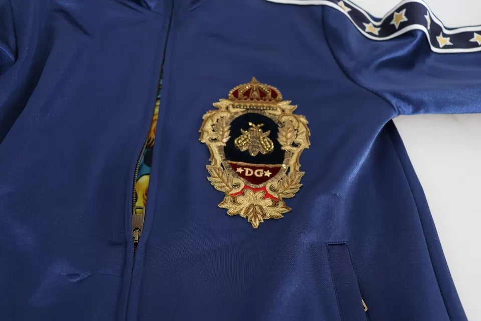 Pull rayé King Bee à patch héraldique bleu Dolce & Gabbana