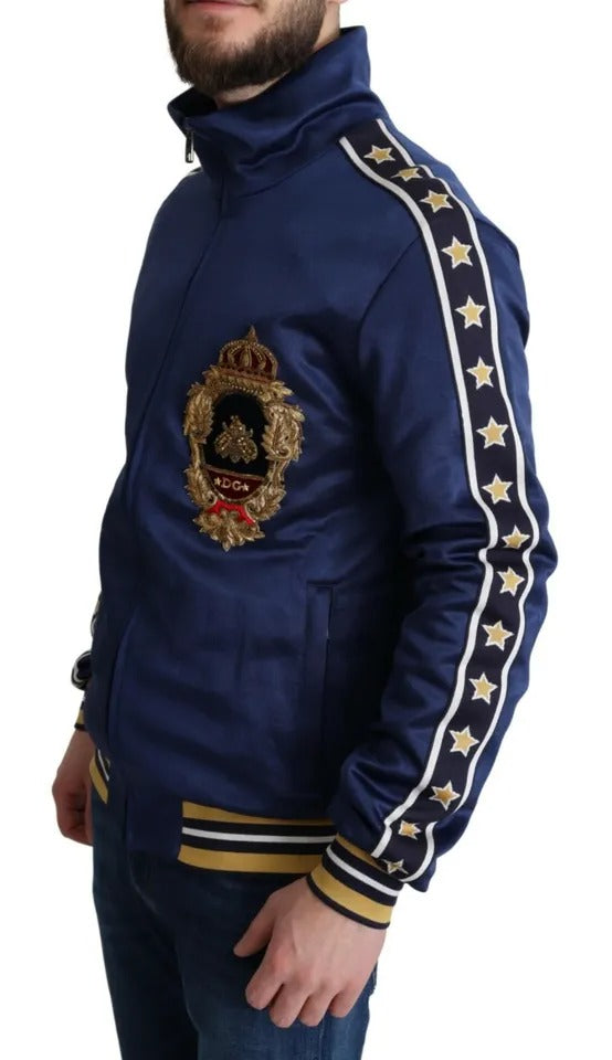 Pull rayé King Bee à patch héraldique bleu Dolce & Gabbana