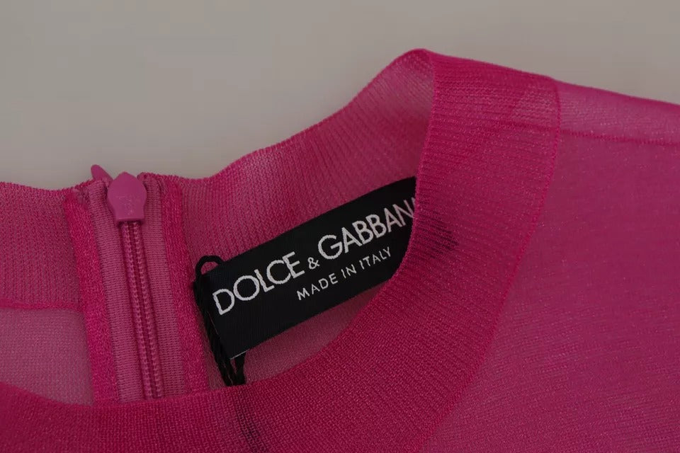 Dolce & Gabbana Fuchsia Polyester Crewneck Pullover Sweater by Dolce & Gabbana