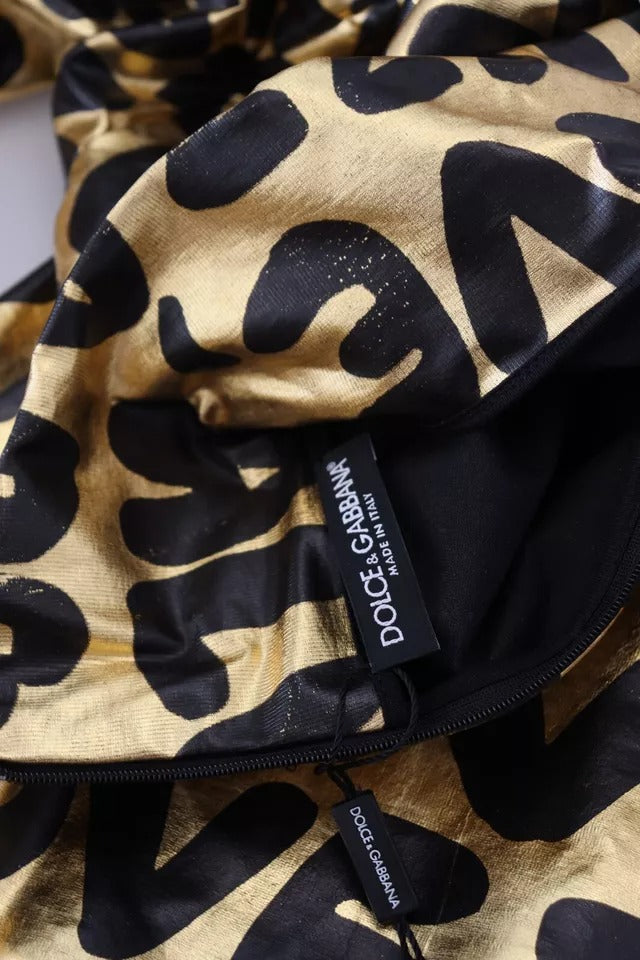 Dolce & Gabbana Gold Logo Print Turtleneck Pullover Sweater by Dolce & Gabbana