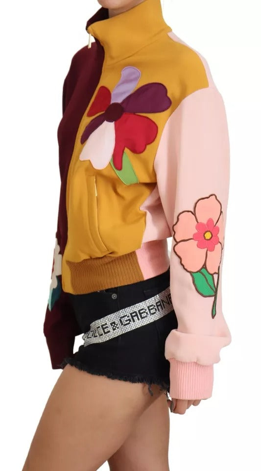 Dolce & Gabbana Multicolor Floral Viscose Full Zip Sweater by Dolce & Gabbana