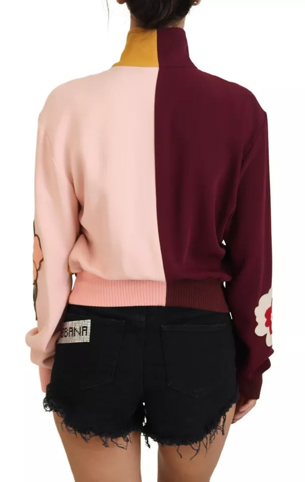 Dolce & Gabbana Multicolor Floral Viscose Full Zip Sweater by Dolce & Gabbana