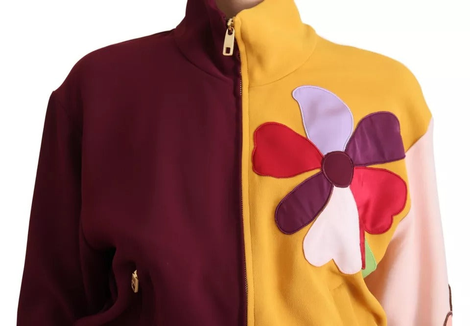 Dolce & Gabbana Multicolor Floral Viscose Full Zip Sweater by Dolce & Gabbana