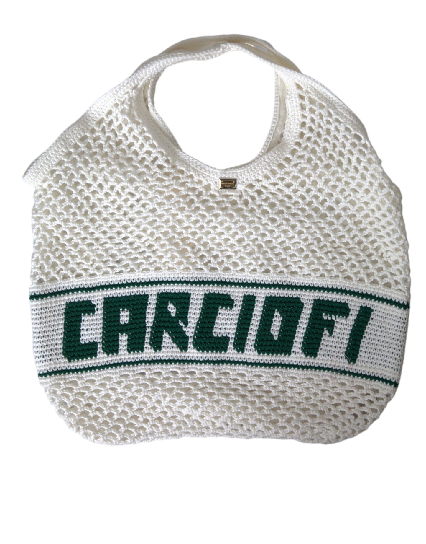 Sac cabas Dolce & Gabbana en coton tricoté blanc et vert avec logo