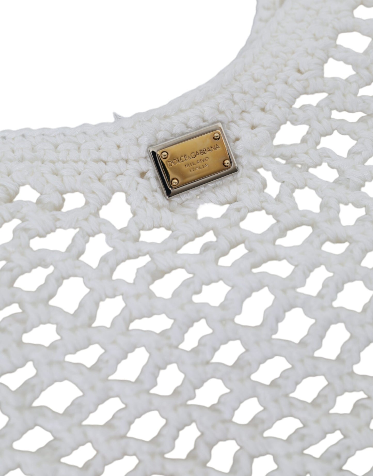 Sac cabas Dolce & Gabbana en coton tricoté blanc et vert avec logo