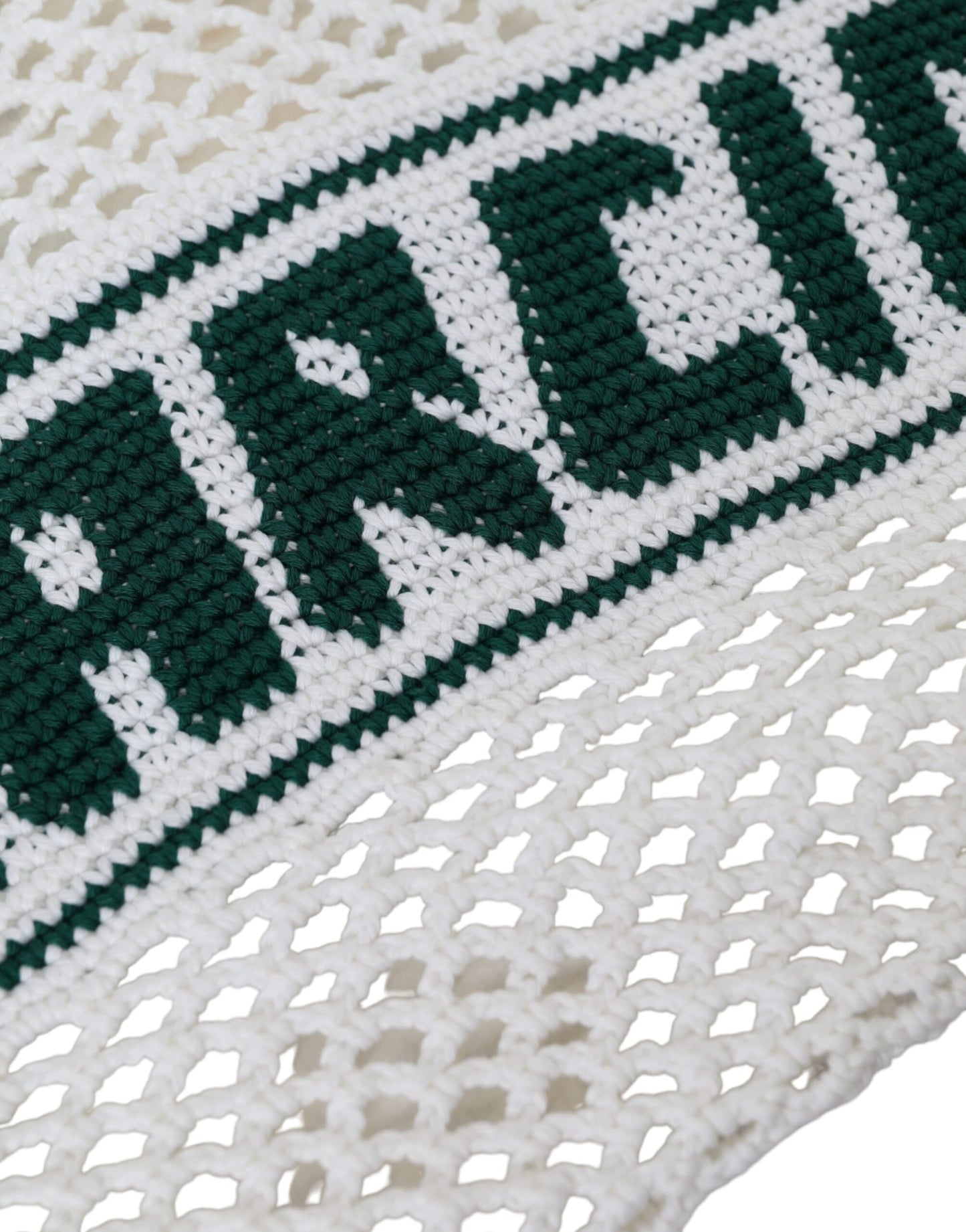 Sac cabas Dolce & Gabbana en coton tricoté blanc et vert avec logo