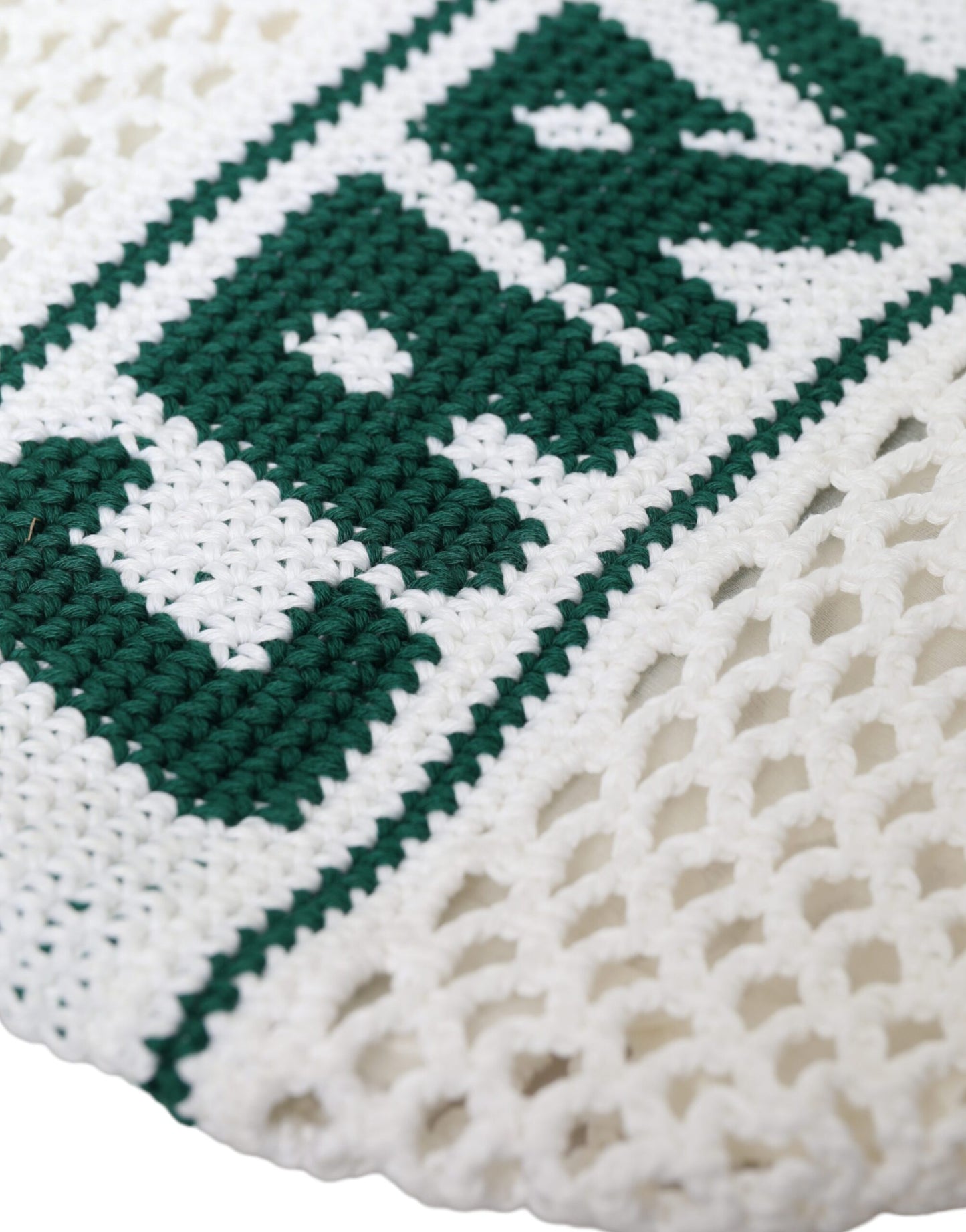 Sac cabas Dolce & Gabbana en coton tricoté blanc et vert avec logo