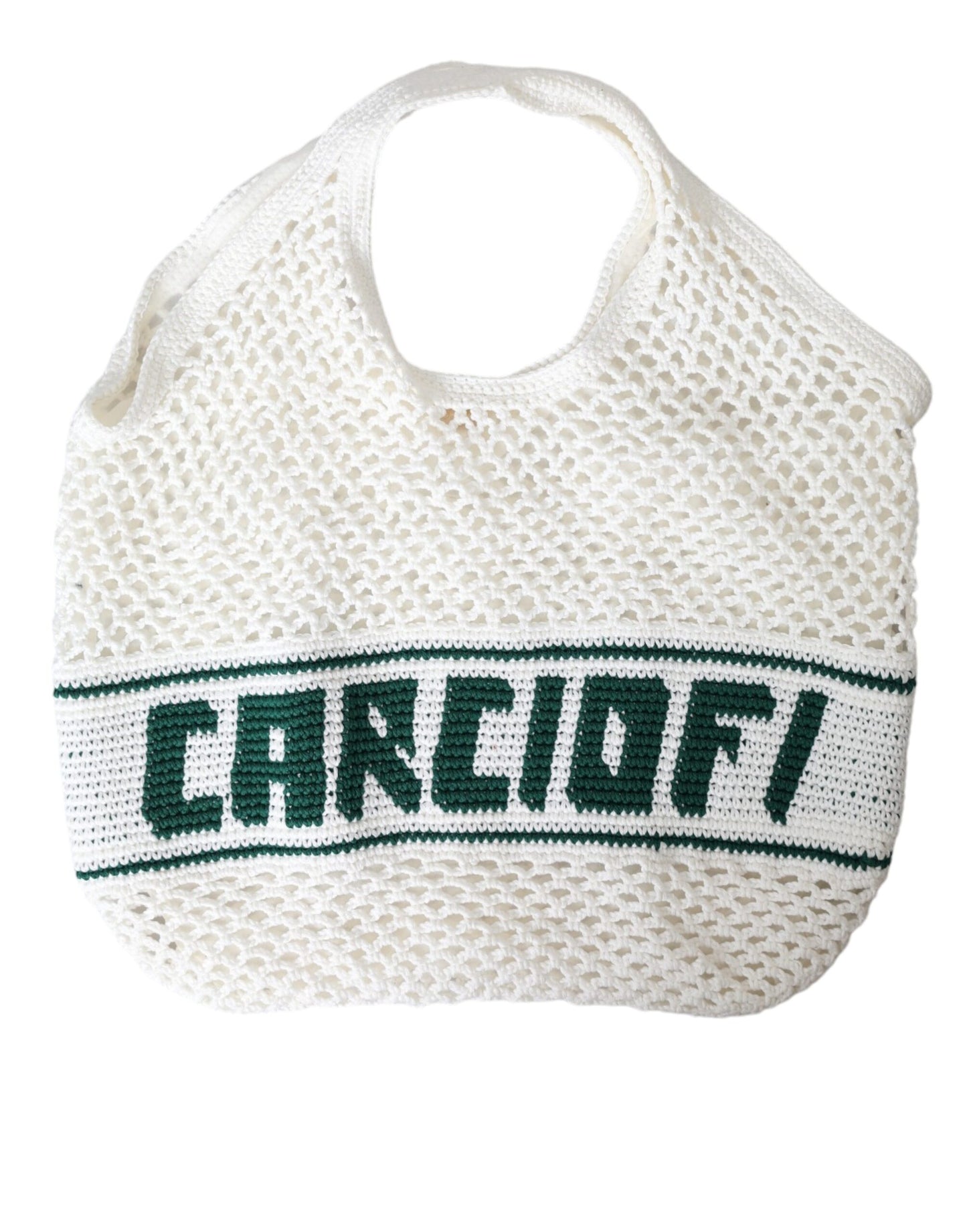 Sac cabas Dolce & Gabbana en coton tricoté blanc et vert avec logo