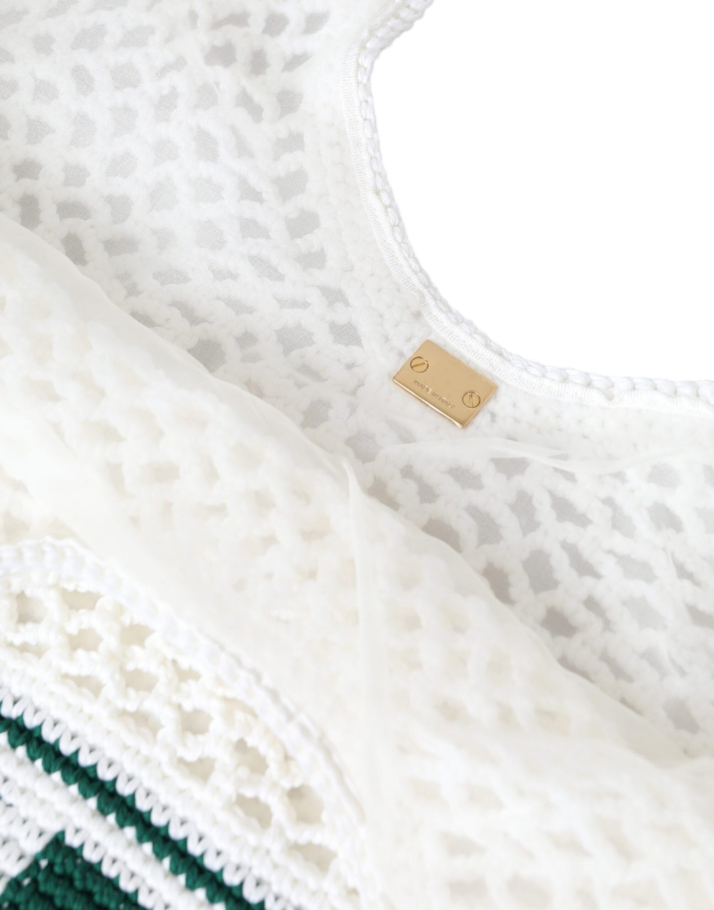 Sac cabas Dolce & Gabbana en coton tricoté blanc et vert avec logo