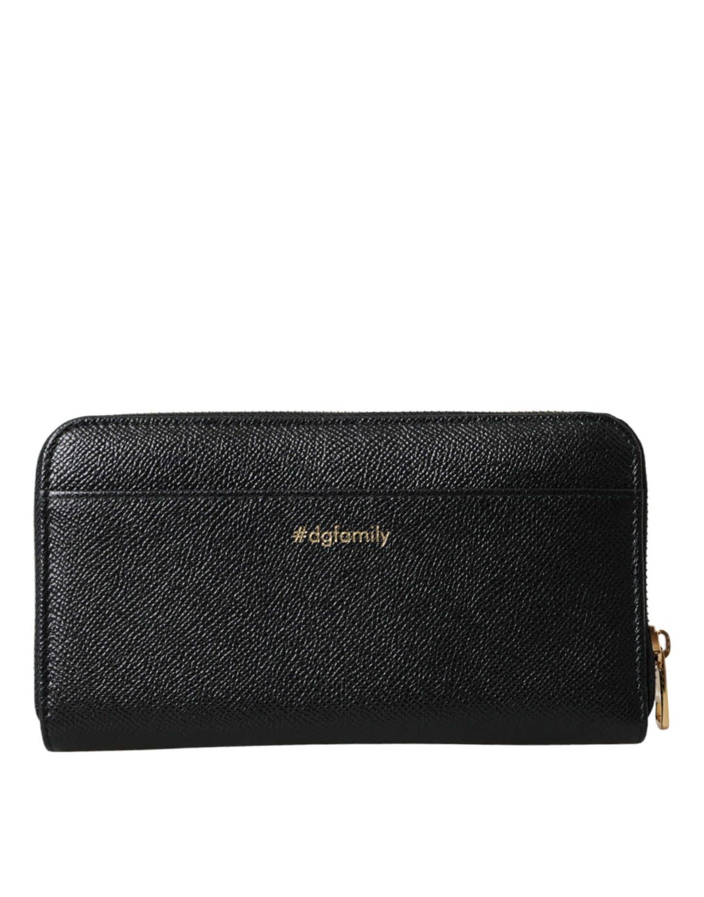 Portefeuille continental zippé Dolce & Gabbana en cuir noir et bleu #DGFAMILY pour homme
