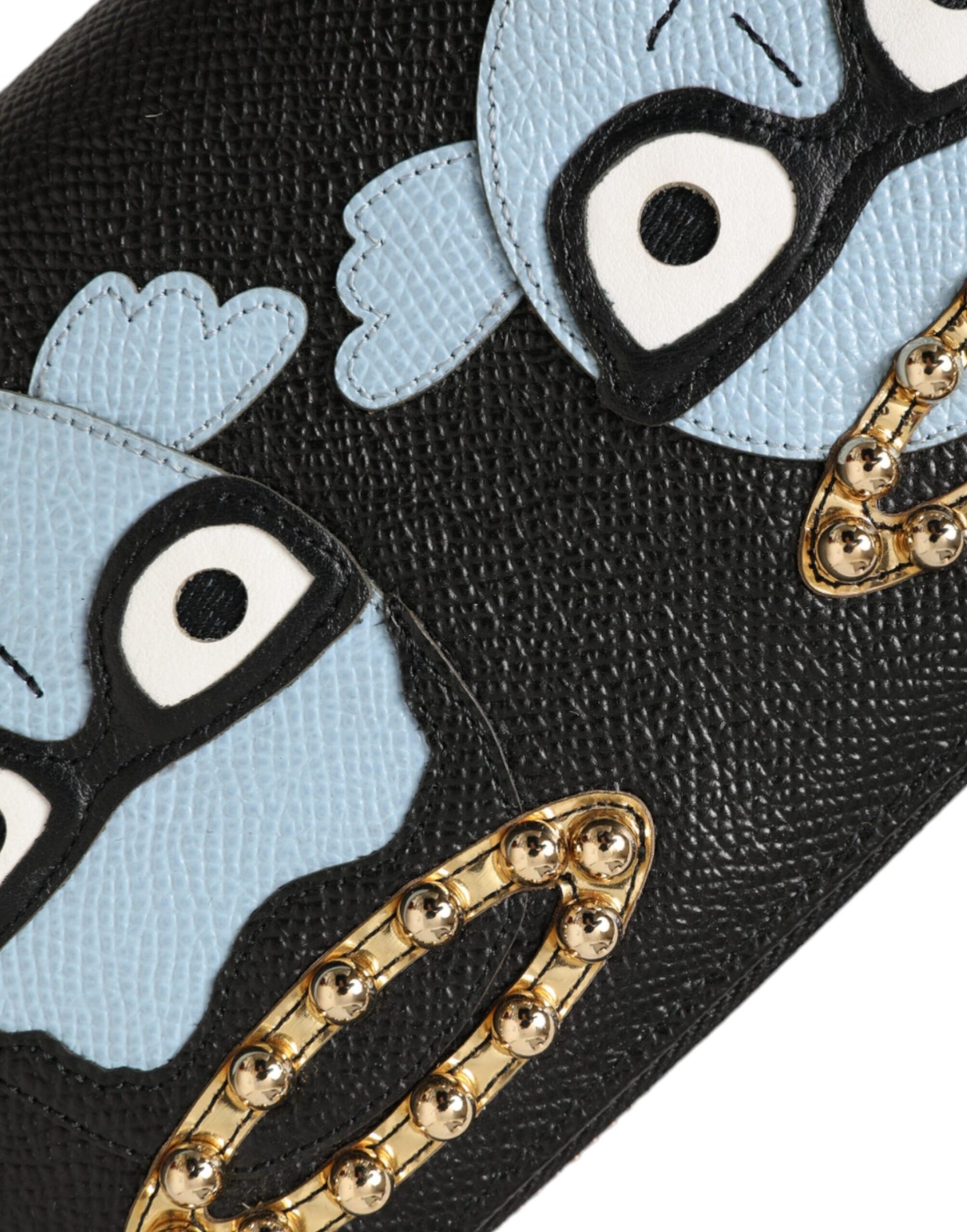 Portefeuille continental zippé Dolce & Gabbana en cuir noir et bleu #DGFAMILY pour homme
