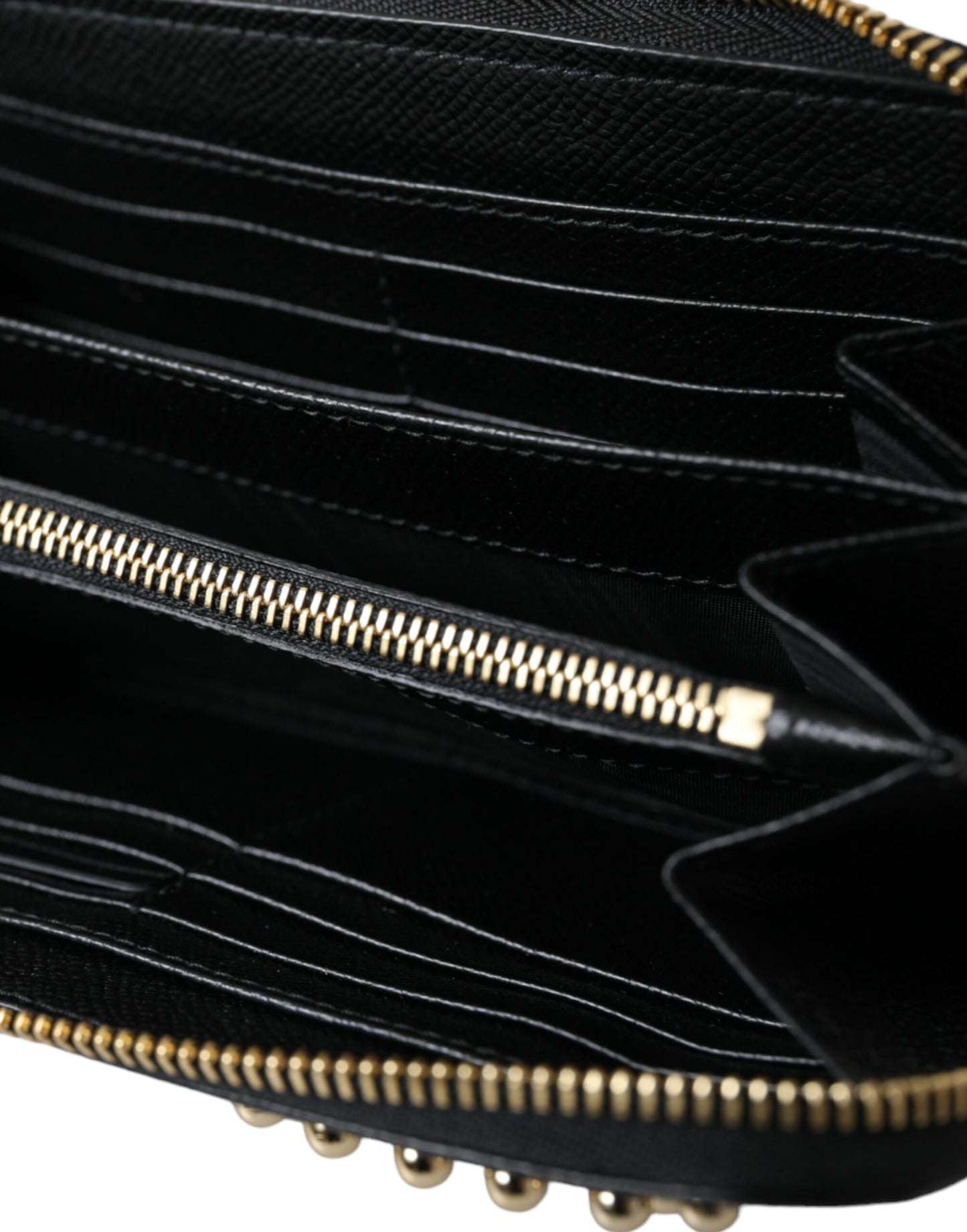 Portefeuille continental zippé Dolce & Gabbana en cuir noir et bleu #DGFAMILY pour homme