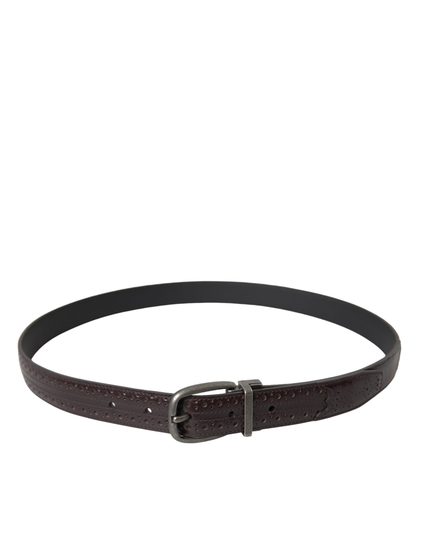 Ceinture Dolce & Gabbana en cuir perforé marron foncé avec boucle en métal pour homme